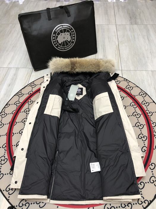 Yupoo Canada Goose parka offwhite fur hood Canada Goose down jacket puffer white fur hood Beige 017
