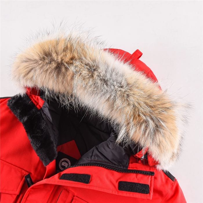 Yupoo Canada Goose parka red fur hood Canada Goose down jacket fur hood red winter cap Red 013