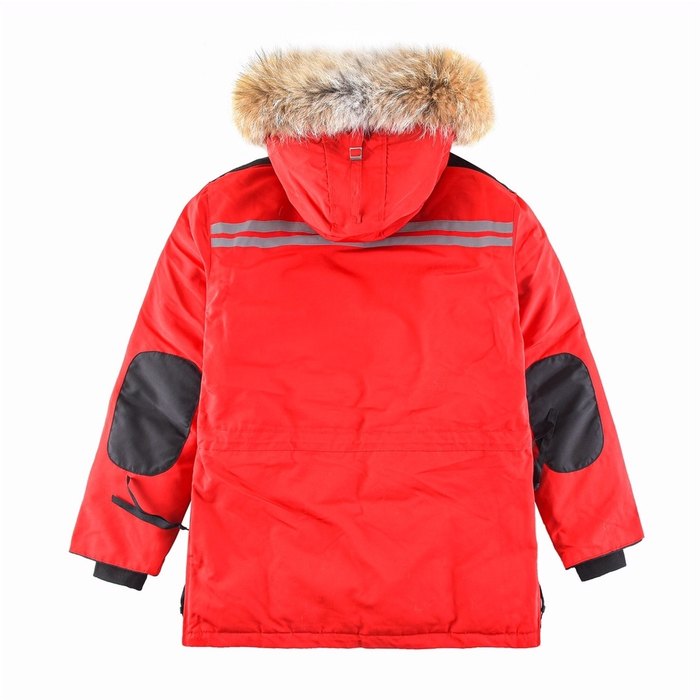 Yupoo Canada Goose parka red fur hood Canada Goose down jacket fur hood red winter cap Red 013