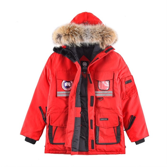 Yupoo Canada Goose parka red fur hood Canada Goose down jacket fur hood red winter cap Red 013