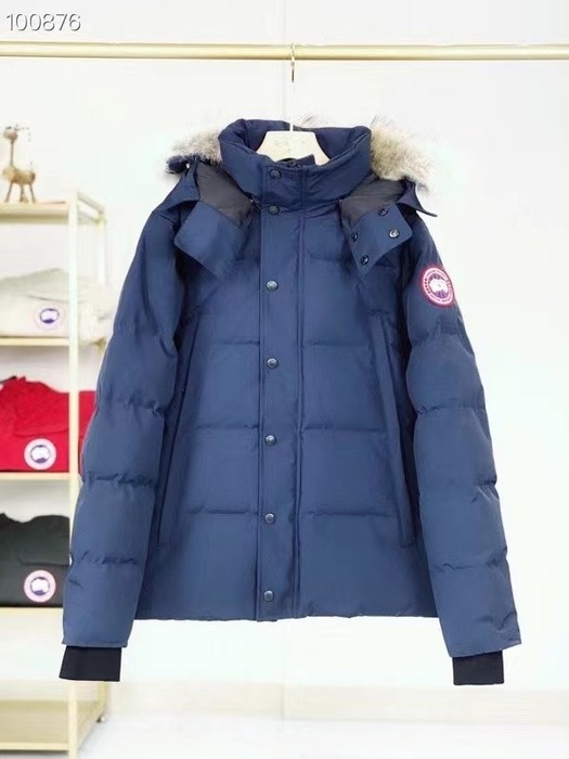 Yupoo Canada Goose parka white fur hood Canada Goose down jacket puffer white fur hood Navy 012