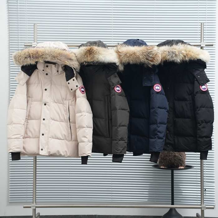 Yupoo Canada Goose parka white fur hood Canada Goose down jacket puffer white fur hood Navy 012