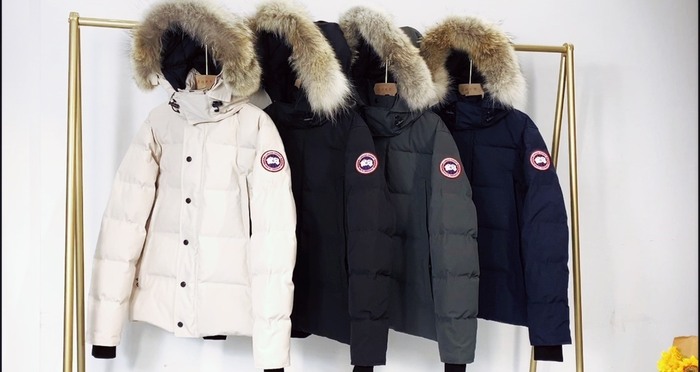 Yupoo Canada Goose parka white fur hood Canada Goose down jacket puffer white fur hood Navy 012