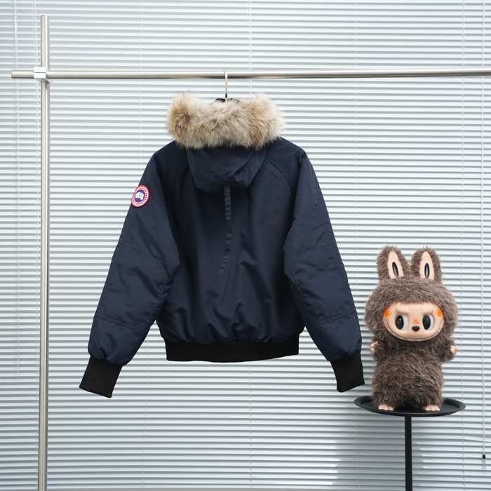 Yupoo Canada Goose puff black fur hood Canada Goose down jacket beanie black pompom Navy 002