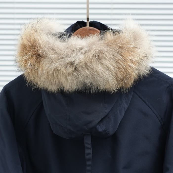 Yupoo Canada Goose puff black fur hood Canada Goose down jacket beanie black pompom Navy 002