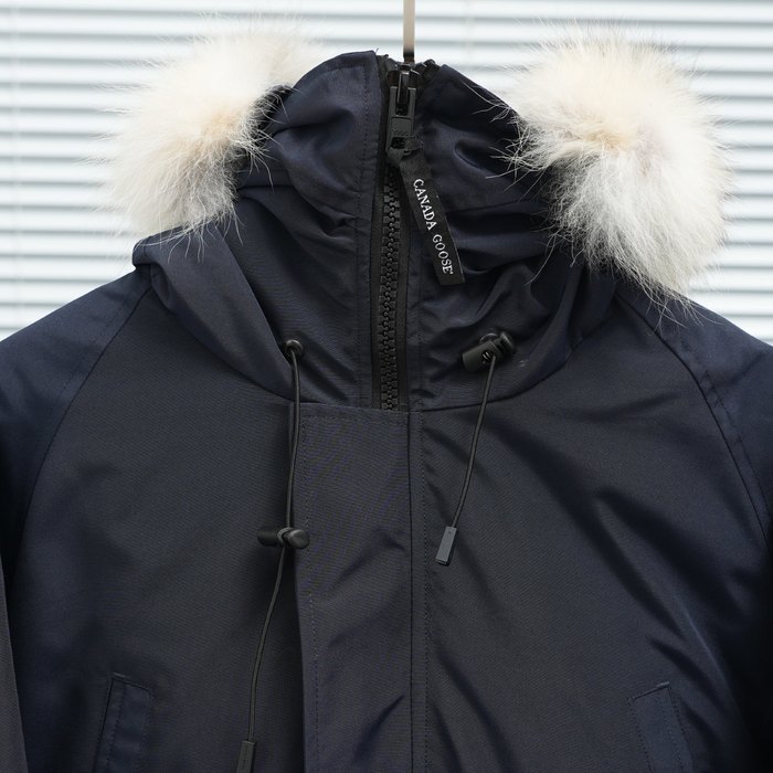 Yupoo Canada Goose puff black fur hood Canada Goose down jacket beanie black pompom Navy 002