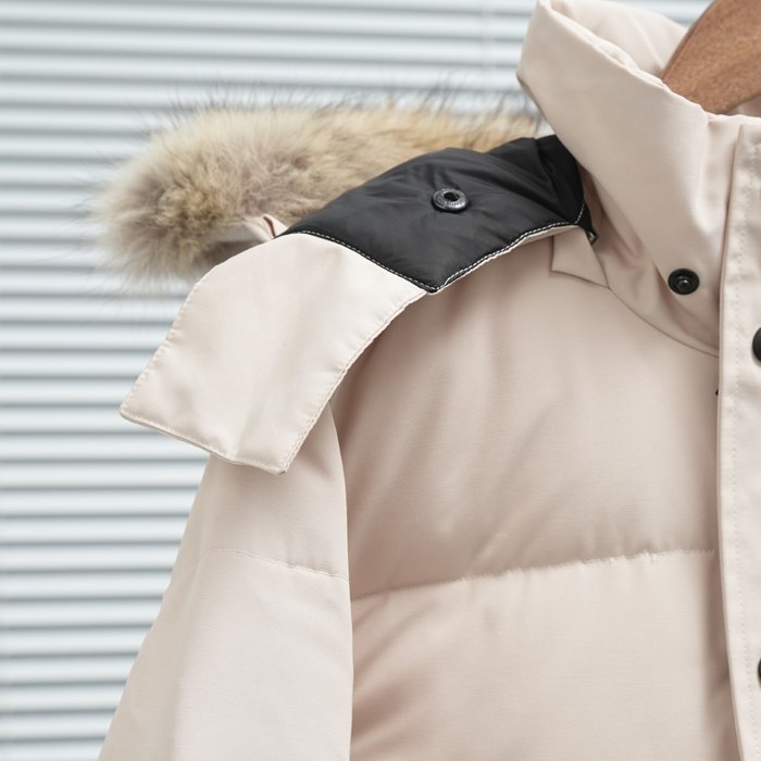 Yupoo Canada Goose puffer beige fur hood Canada Goose down jacket puffer white fur hood Beige 018
