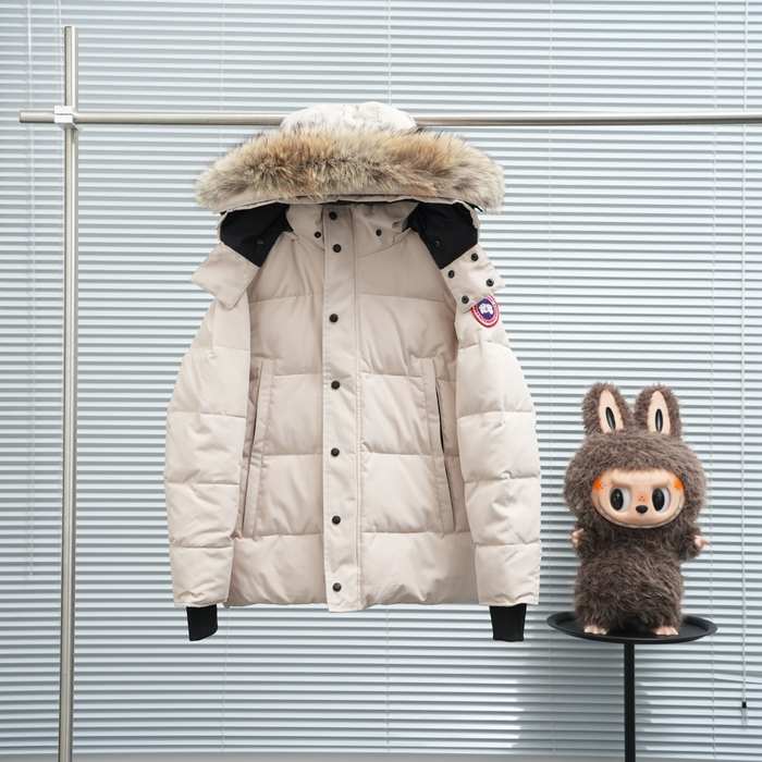 Yupoo Canada Goose puffer beige fur hood Canada Goose down jacket puffer white fur hood Beige 018