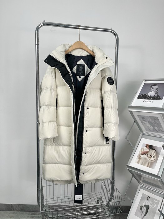 Yupoo Canada Goose puffer beige hooded Canada Goose down jacket puffer white long hooded White 006