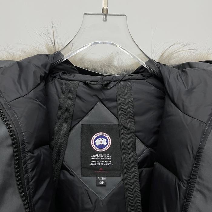 Yupoo Canada Goose puffer black fur hood Canada Goose down jacket hooded darkgray furtrim Black 005