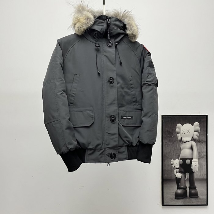 Yupoo Canada Goose puffer black fur hood Canada Goose down jacket hooded darkgray furtrim Black 005