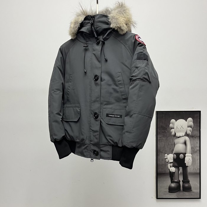Yupoo Canada Goose puffer black fur hood Canada Goose down jacket hooded darkgray furtrim Black 005