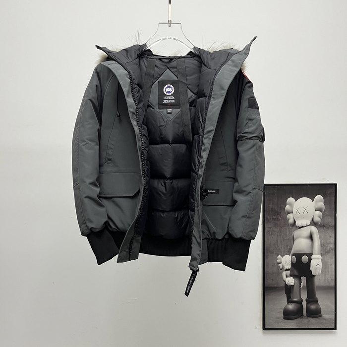 Yupoo Canada Goose puffer black fur hood Canada Goose down jacket hooded darkgray furtrim Black 005