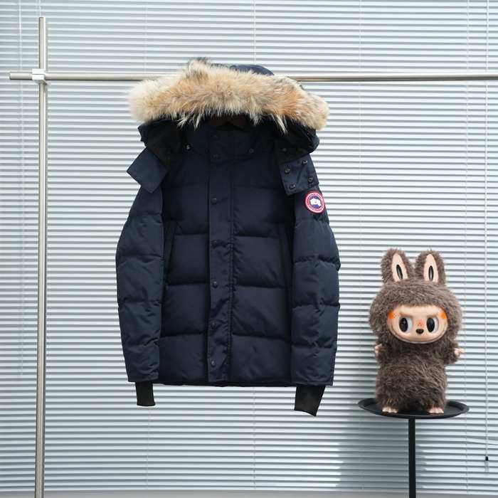 Yupoo Canada Goose puffer black fur hood Canada Goose down jacket puffer black fur hood Navy 003