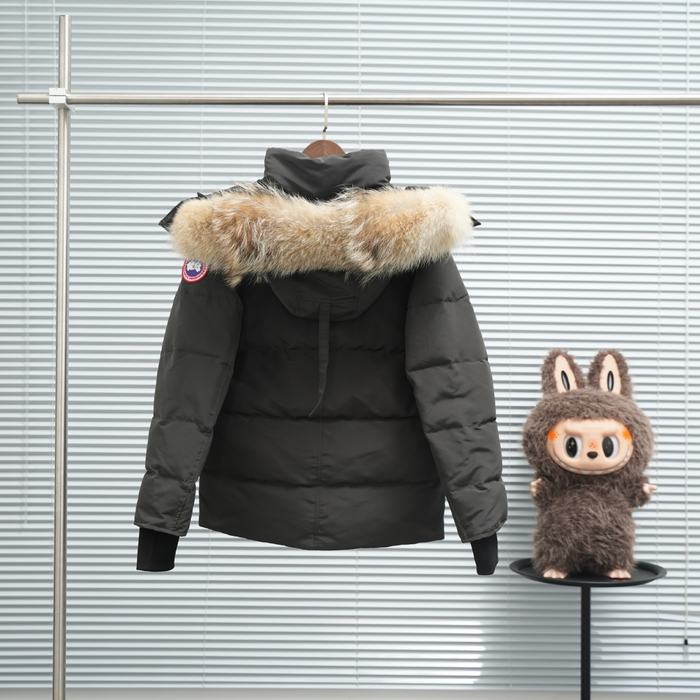 Yupoo Canada Goose puffer black fur hood Canada Goose down jacket puffer black fur trim hood Black 042