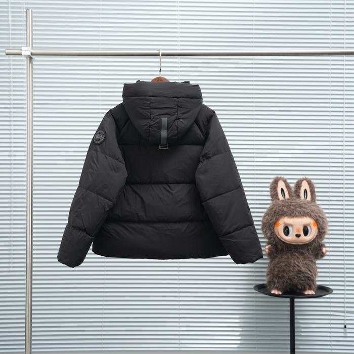 Yupoo Canada Goose puffer black hooded Canada Goose down jacket knit black pompom beanie Black 002