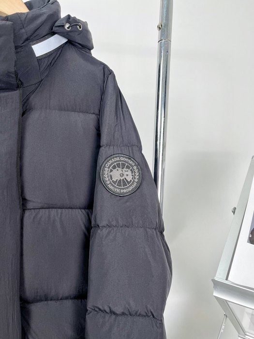 Yupoo Canada Goose puffer black hooded coat Canada Goose down jacket puffer black long hood Black 046
