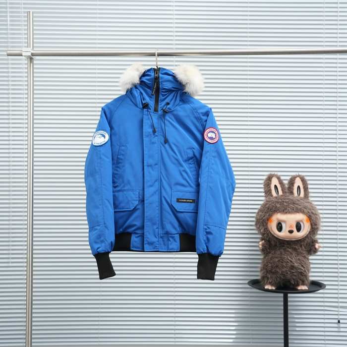 Yupoo Canada Goose puffer blue patches Canada Goose down jacket puffer blue fur hood Blue 001