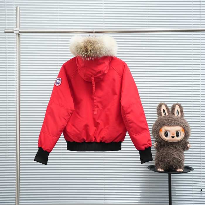 Yupoo Canada Goose puffer red logo patch Canada Goose down jacket puffer red hood Red 005