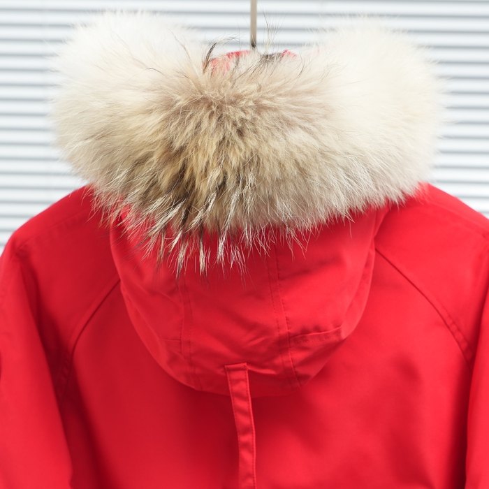 Yupoo Canada Goose puffer red logo patch Canada Goose down jacket puffer red hood Red 005