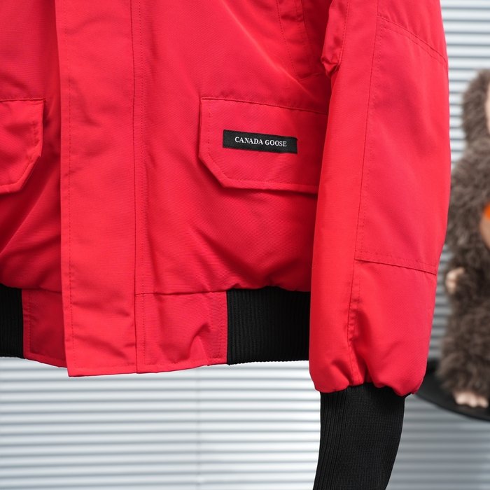 Yupoo Canada Goose puffer red logo patch Canada Goose down jacket puffer red hood Red 005