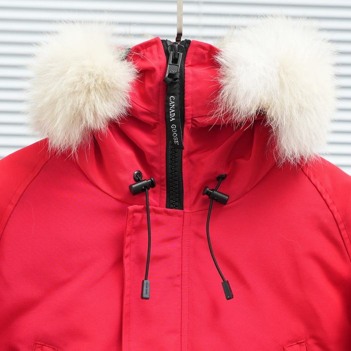 Yupoo Canada Goose puffer red logo patch Canada Goose down jacket puffer red hood Red 005