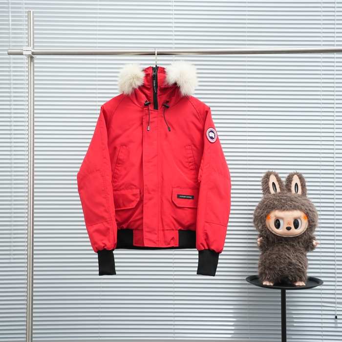 Yupoo Canada Goose puffer red logo patch Canada Goose down jacket puffer red hood Red 005