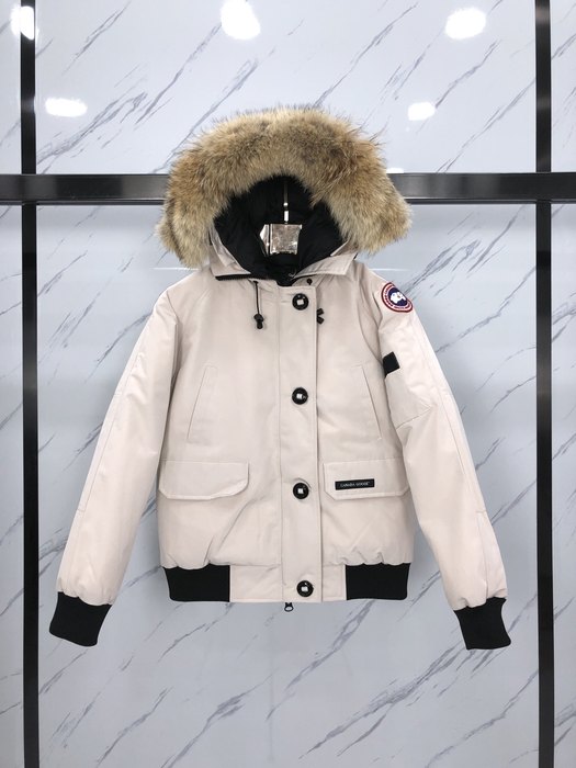 Yupoo Canada Goose puffer white fur hood Canada Goose down jacket parka beige fur hood Beige 021