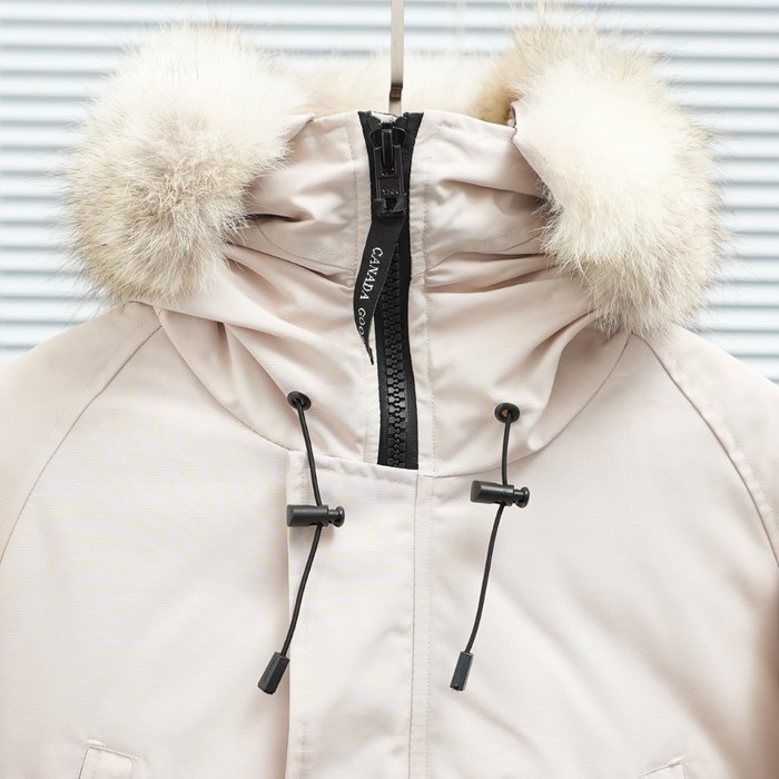 Yupoo Canada Goose puffer white fur hood Canada Goose down jacket puffer white fur hood Beige 002