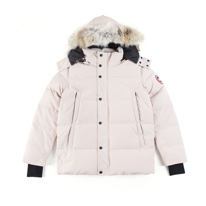 Yupoo Canada Goose puffer white fur hood Canada Goose down jacket puffer white fur hood Beige 015