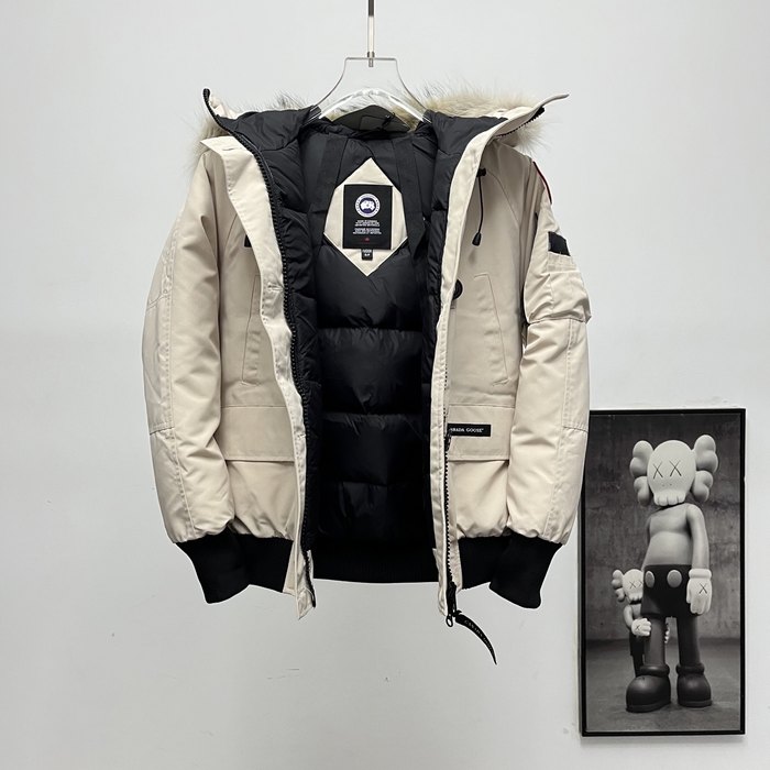 Yupoo Canada Goose puffy beige fur hood Canada Goose down jacket winter white fur hood jacket Beige 001