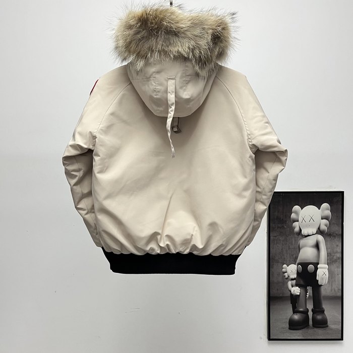 Yupoo Canada Goose puffy beige fur hood Canada Goose down jacket winter white fur hood jacket Beige 001
