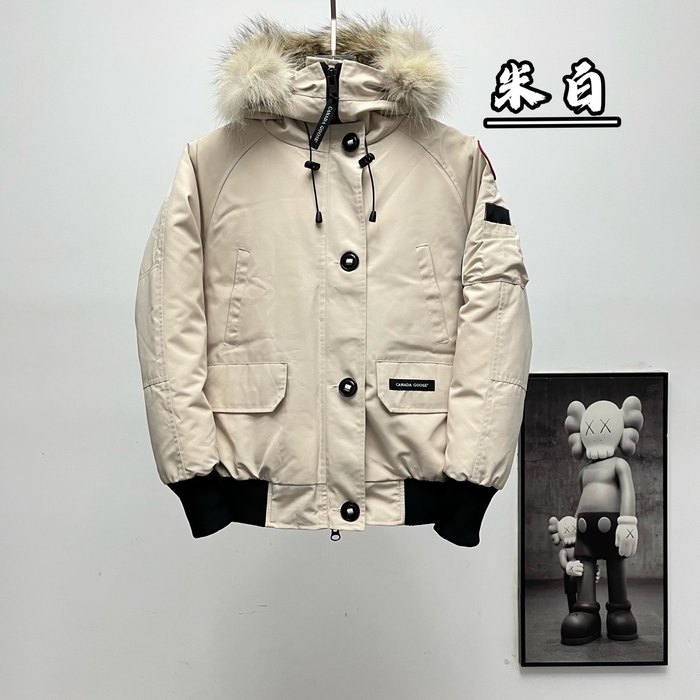Yupoo Canada Goose puffy beige fur hood Canada Goose down jacket winter white fur hood jacket Beige 001