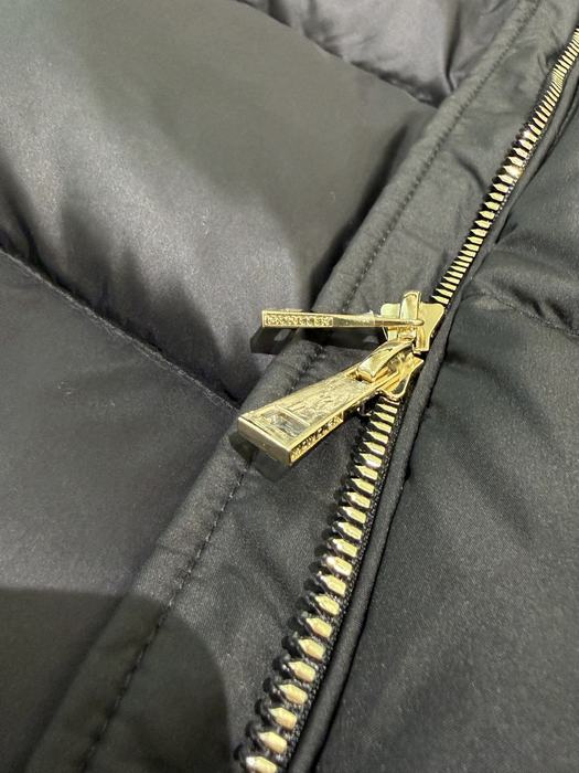 Clothing Moncler 2025 A line oversized fur collar down jacket Black