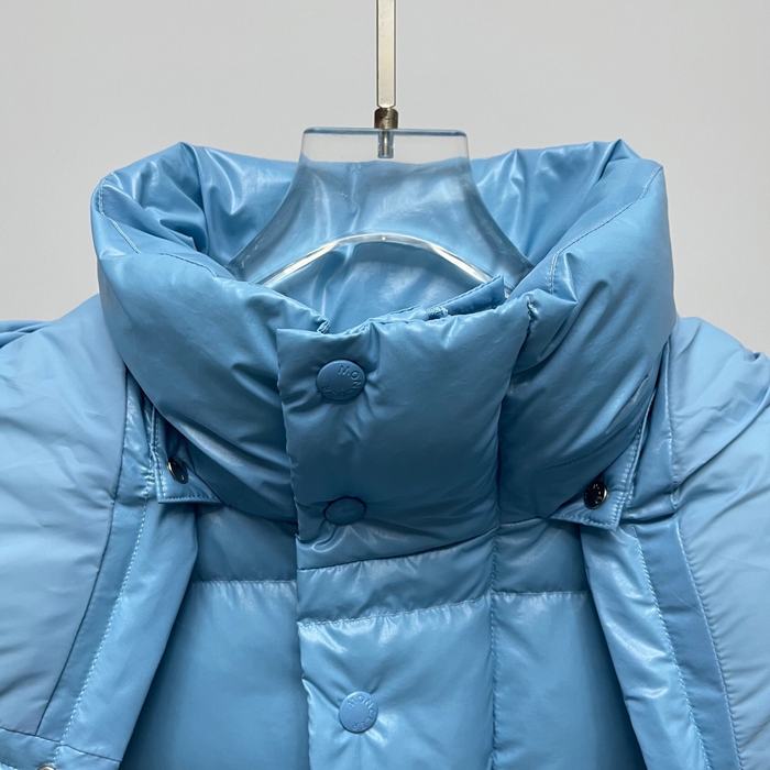 Clothing Moncler 70th Anniversary Double Logo Hooded Down Jacket Blue