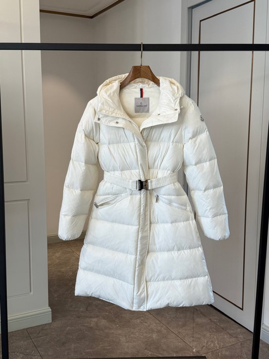 Clothing Moncler Bellevue long down coat White