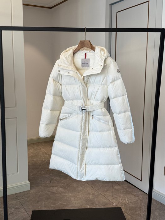 Clothing Moncler Bellevue long down coat White
