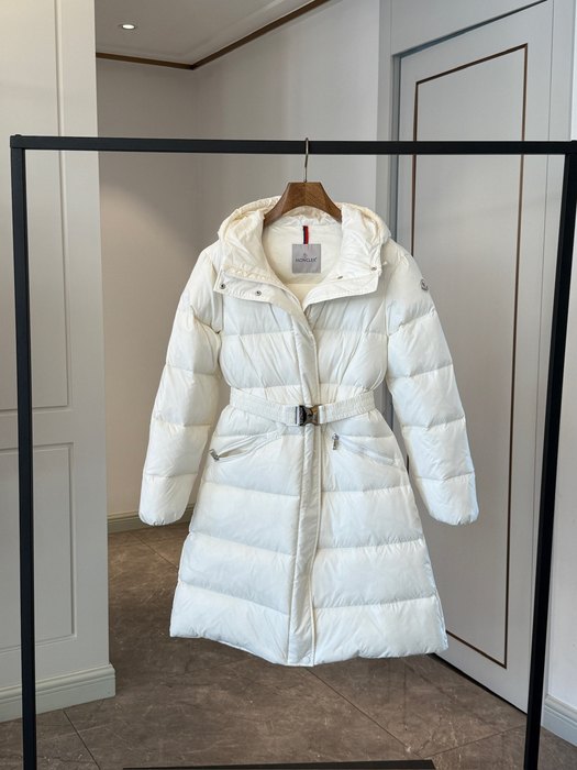 Clothing Moncler Bellevue long down coat White