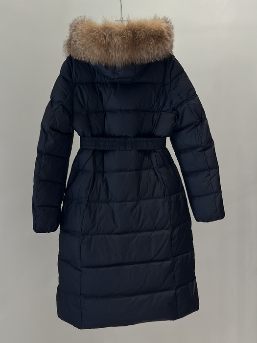 Clothing Moncler Boed long down coat with fur collar Navy