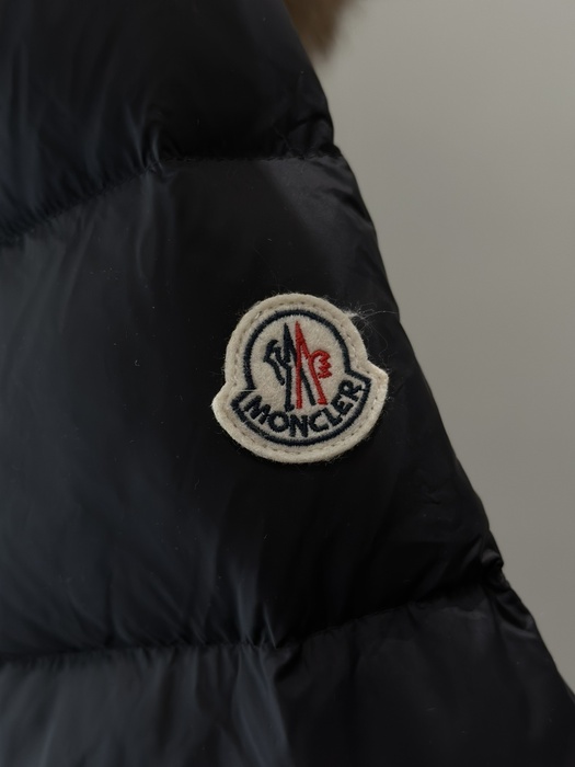 Clothing Moncler Boed long down coat with fur collar Navy