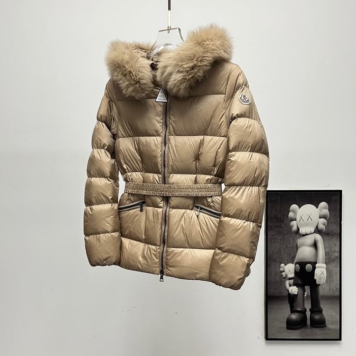 Clothing Moncler Boed puffer jacket with fur collar Beige