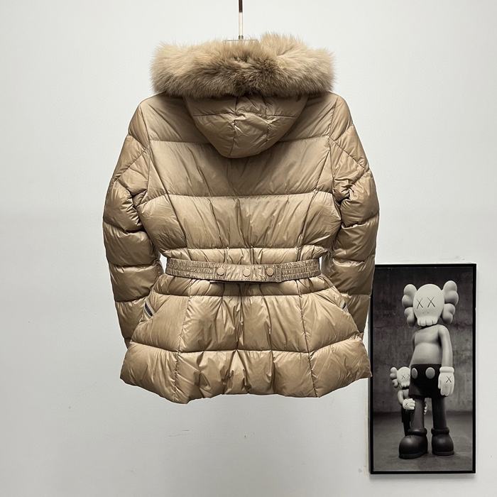 Clothing Moncler Boed puffer jacket with fur collar Beige