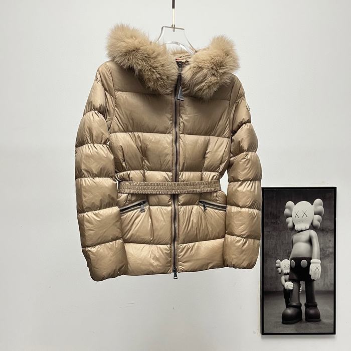 Clothing Moncler Boed puffer jacket with fur collar Beige