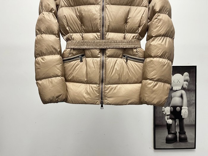 Clothing Moncler Boed puffer jacket with fur collar Beige