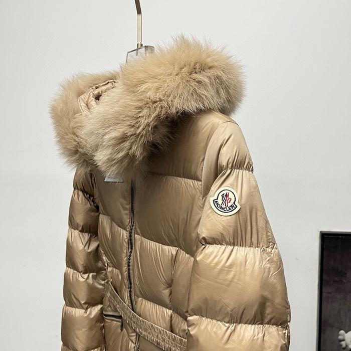 Clothing Moncler Boed puffer jacket with fur collar Beige