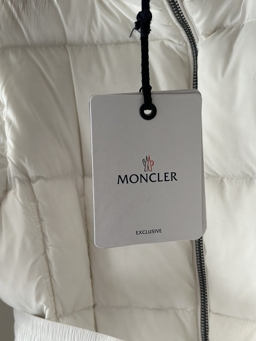 Clothing Moncler Boedic long down coat with fur collar White