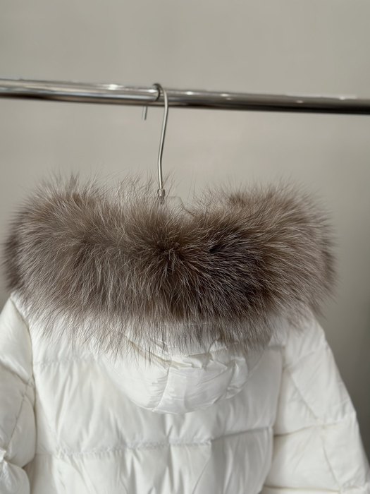 Clothing Moncler Boedic long down coat with fur collar White