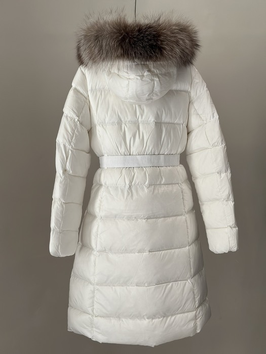 Clothing Moncler Boedic long down coat with fur collar White