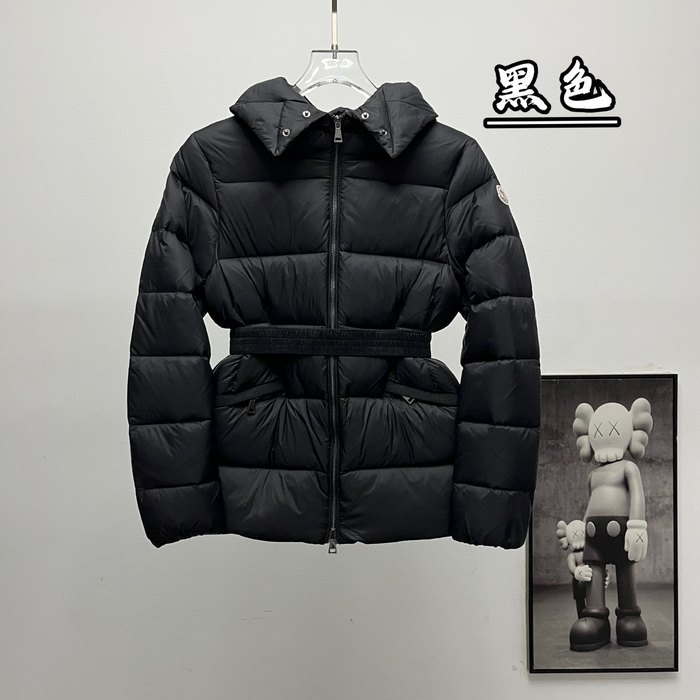 Clothing Moncler belted down jacket with fur collar Black