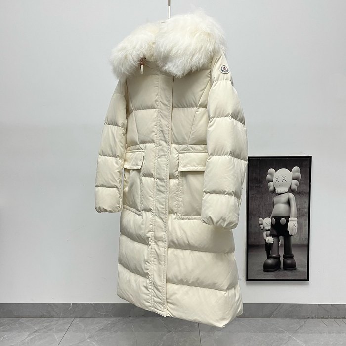 Clothing Moncler down coat with fur collar White